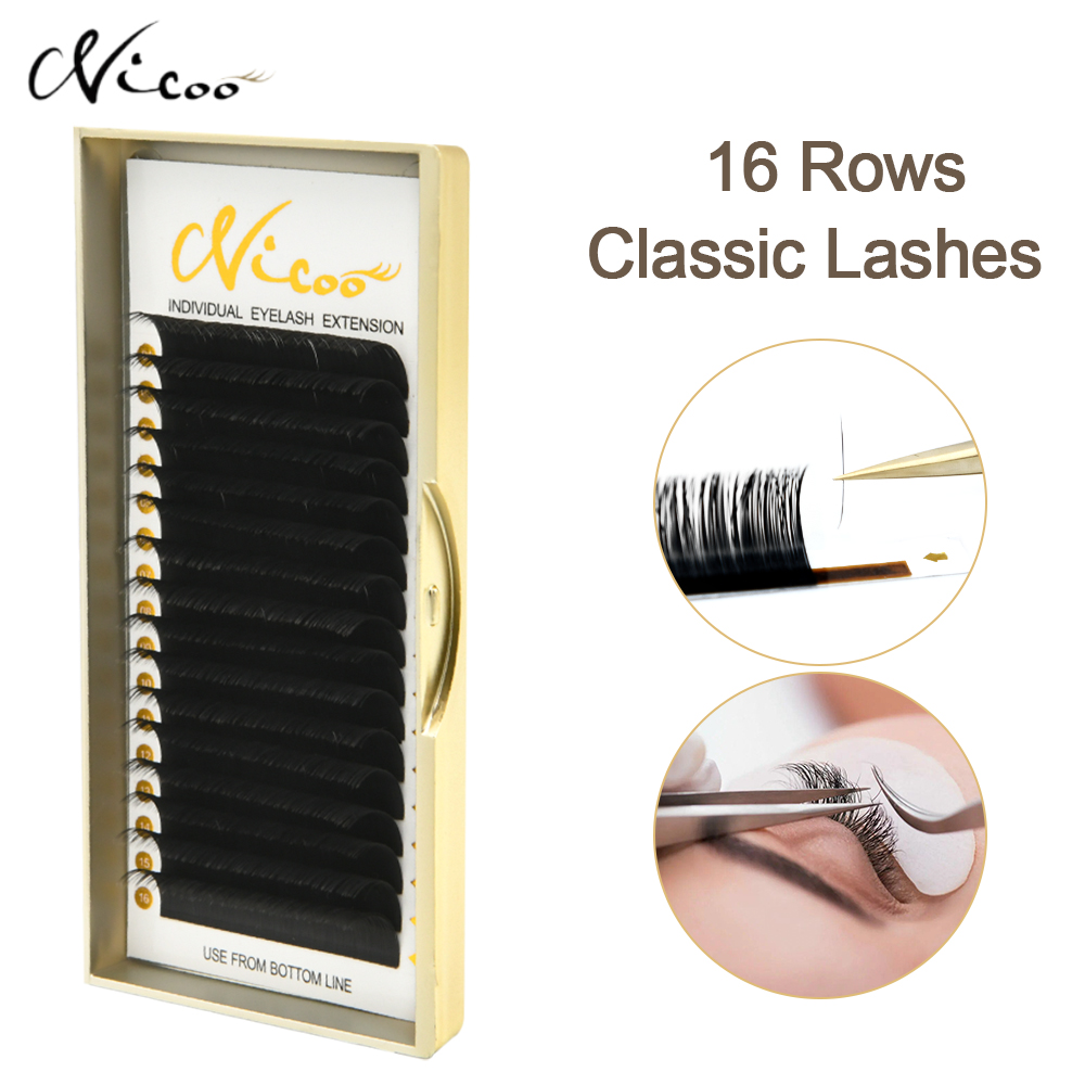 Eyelash Extension For Asian Eyes - Nicoo ขนตา16แถวแบบคลาสสิคขนตัวต่อขนตาขนมิงค์นุ่มฟูขนตาธรรมชาติขายส่ง