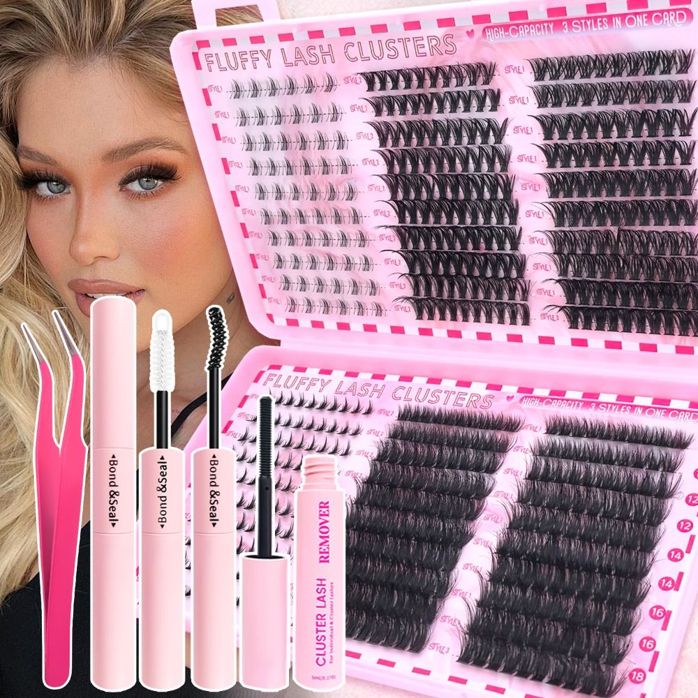 Eyelash Extension Natural Look - ชุดต่อขนตาปลอมแบบธรรมชาติ ดีไซน์แบบกลุ่ม ติดแน่น ทนนาน ชุดอุปกรณ์ต่อขนตา DIY