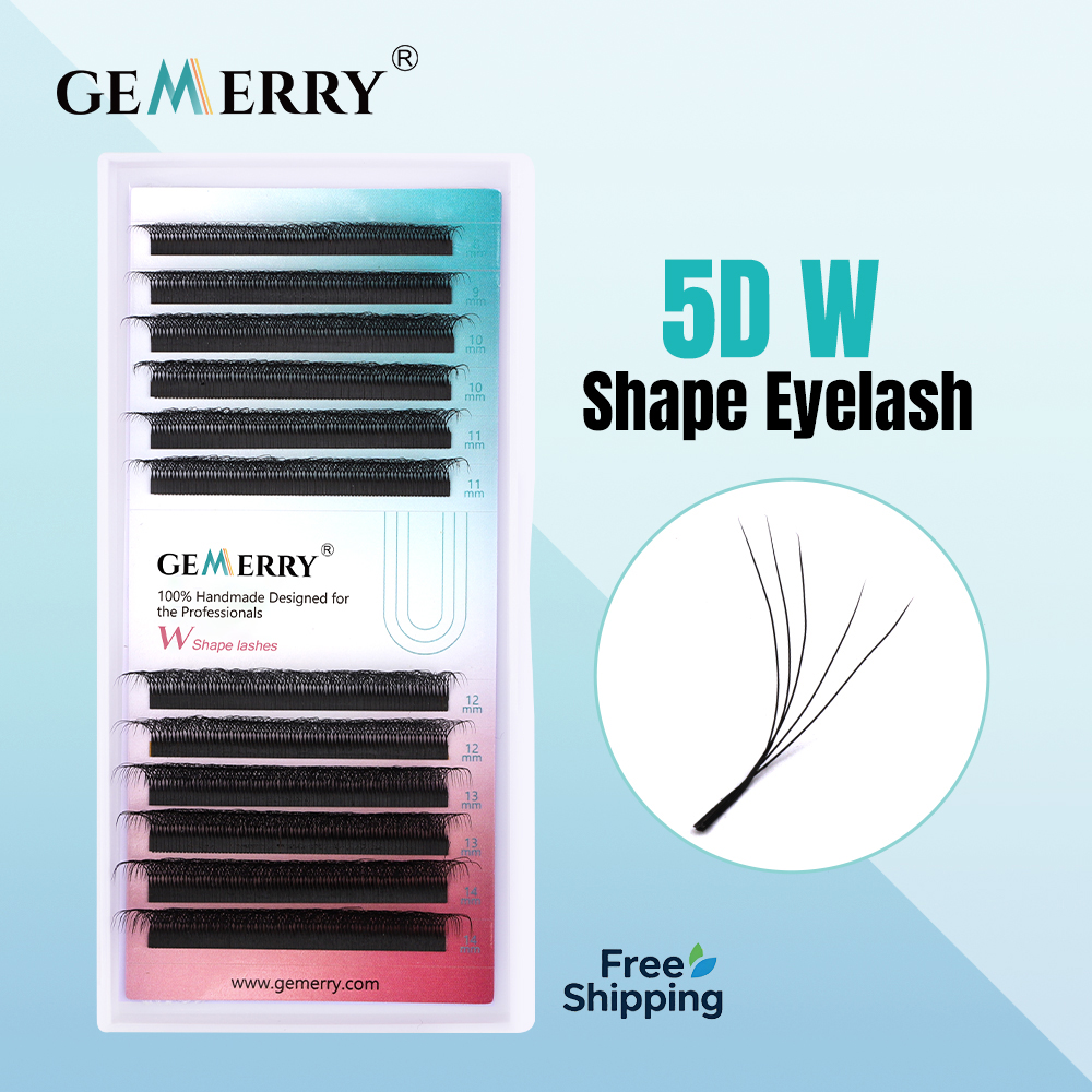 Eyelash Extension For Asian Eyes - ขนตาปลอม GEMERRY 5D รูปทรง W แบบพัดสำเร็จรูป