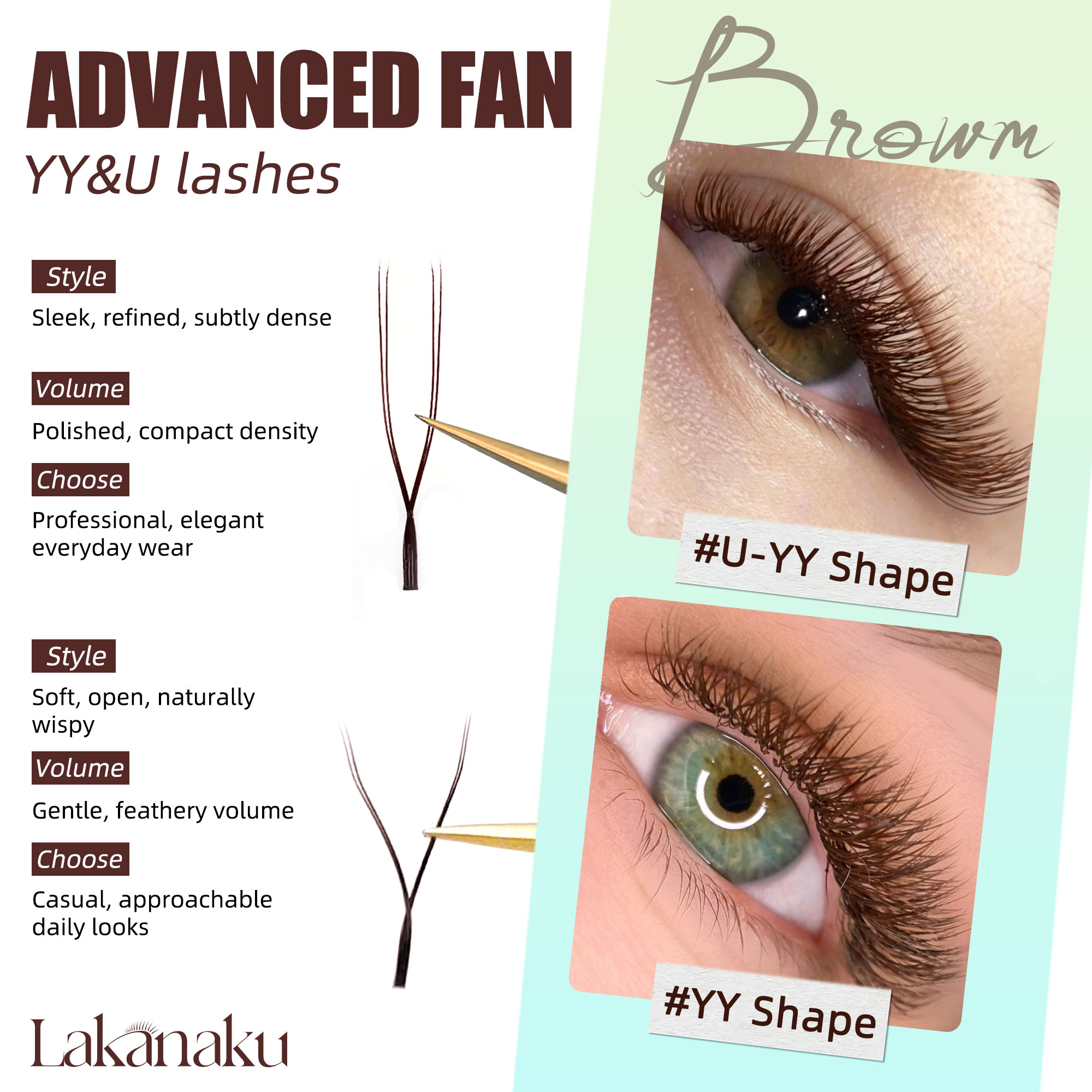 ขนตาปลอม LAKANAKU สีน้ำตาลเข้ม - Eyelash Extension For Asian Eyes บทวิจารณ์และราคา