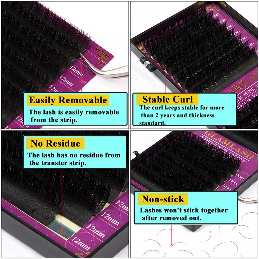 GLAMLASH ขายส่ง ขนตาปลอมมิ้งค์ - Eyelash Extension Human Hair บทวิจารณ์และราคา